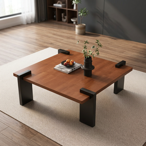 Table basse moderne en bois avec structure métallique, design minimaliste, meubles de salon, décoration intérieure durable - Product Image 4