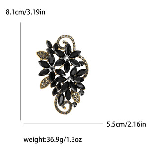Broche de Flor para o Peito Feminino Banhado a Ouro com Cristais Incrustados em Liga, Estilo Europeu Americano de Alta Qualidade, Elegante e Sofisticado - Lançamento Quente - Product Image 3