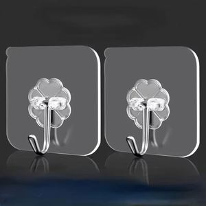 Transparent Self-Adhesive Wall <b>Hooks</b> Hangers Heavy Load Rack <b>Kitchen</b> Bathroom Accessory for Wardrobes & Living Rooms - Product Image 1