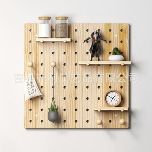Solid Wood Pegboard Wall Mounted Storage <b>Rack</b> Rectangle Multifunctional For Bedroom Living Room <b>Kitchen</b> Neatening Storage - Product Image 2