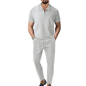 Ensemble polo pour homme, deux pièces, décontracté, respirant, t-shirt à col rabattu et pantalon à cordon de serrage, vêtements de sport tendance - Product Image 5