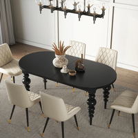 Ensemble de tables à manger ovales extensibles NOVA Black Mid Century pour 4 à 8 personnes, en bois massif, pliantes, pour hôtel.