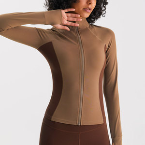 New Winter Design Waist Panel Color Contrast Non Slip Zipper Fitness Anti <strong>Pilling</strong> High Elastic <strong>Jacket</strong> for Women - Product Image 3
