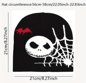 Spider Web Trên Tất Cả Các Jacquard Mùa Đông Cuffless Halloween Thể Thao Dệt Kim Beanie Hat Biểu Tượng Tùy Chỉnh Thời Trang Dệt Kim Jacquard Beanie Hat - Product Image 4