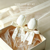 Bougie parfumée à la tulipe, artisanale et personnalisée, en gros, bougies en forme de bouquet de fleurs pour cadeaux et décoration intérieure