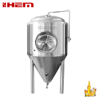 Fermenteur conique à refroidissement par enveloppe en acier inoxydable HEM 1000L pour bière pression, contrôlé par PLC, 24V 20W