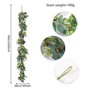 Guirlande <span class=keywords><strong>de</strong></span> feuilles d'eucalyptus et d'olivier en gros pour la décoration <span class=keywords><strong>de</strong></span> <span class=keywords><strong>table</strong></span> <span class=keywords><strong>de</strong></span> festival, <span class=keywords><strong>chemin</strong></span> <span class=keywords><strong>de</strong></span> <span class=keywords><strong>table</strong></span> artificiel en olivier - Product Image 2