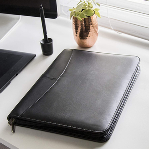 Custom Business Women <strong>File</strong> Folder Padfolio Organizer Mens Leatherette <strong>Case</strong> for Ipad Folder Zipper PU Leather Portfolio - Product Image 4