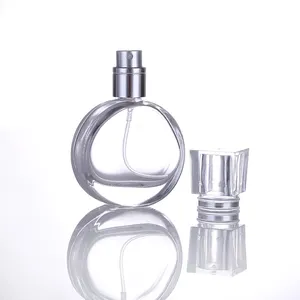 Cổ 25Ml Hình Bầu Dục Hình Dạng Rõ Ràng Thủy Tinh Chai Nước Hoa Bơm Bơm Lại Atomizer Chai Với Sprayer Caps