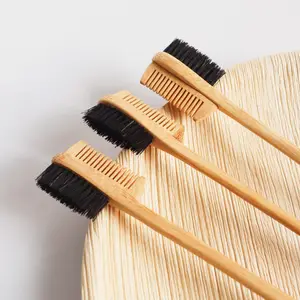 Mini cepillo de madera para el Control de bordes del pelo, cepillo para cejas, cepillo para tinte de pelo de bambú, venta al por mayor