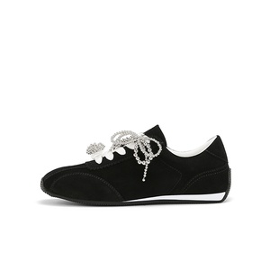 Nouvelles Chaussures Derby <span class=keywords><strong>Femme</strong></span> Légères <span class=keywords><strong>en</strong></span> <span class=keywords><strong>Cuir</strong></span> Véritable Givré Couleur Unie Décontractées Rétro à Bout Carré avec Nœud Perlé et Lacets – Collection Automne Hiver - Product Image 2
