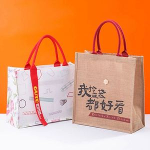 Sac fourre-tout en toile de jute naturelle avec poignée personnalisée - Product Image 3