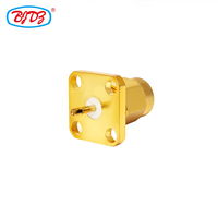 Connecteur RF SMA mâle 50 Ohms, à bride 4 trous, à souder, coaxial, plaqué or, type droit