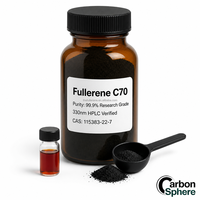 Carbonsphère Fullerène C70 (Buckyball) Pureté 99,9% Poudre Noire Antioxydante CAS115383-22-7 Buckminsterfullerène C70