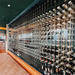 Wine Cabinet Design formed by Exquisite and Solid Metal Acrylic Racks with Stainless Steel for Restaurant Bar Dining Chair Use