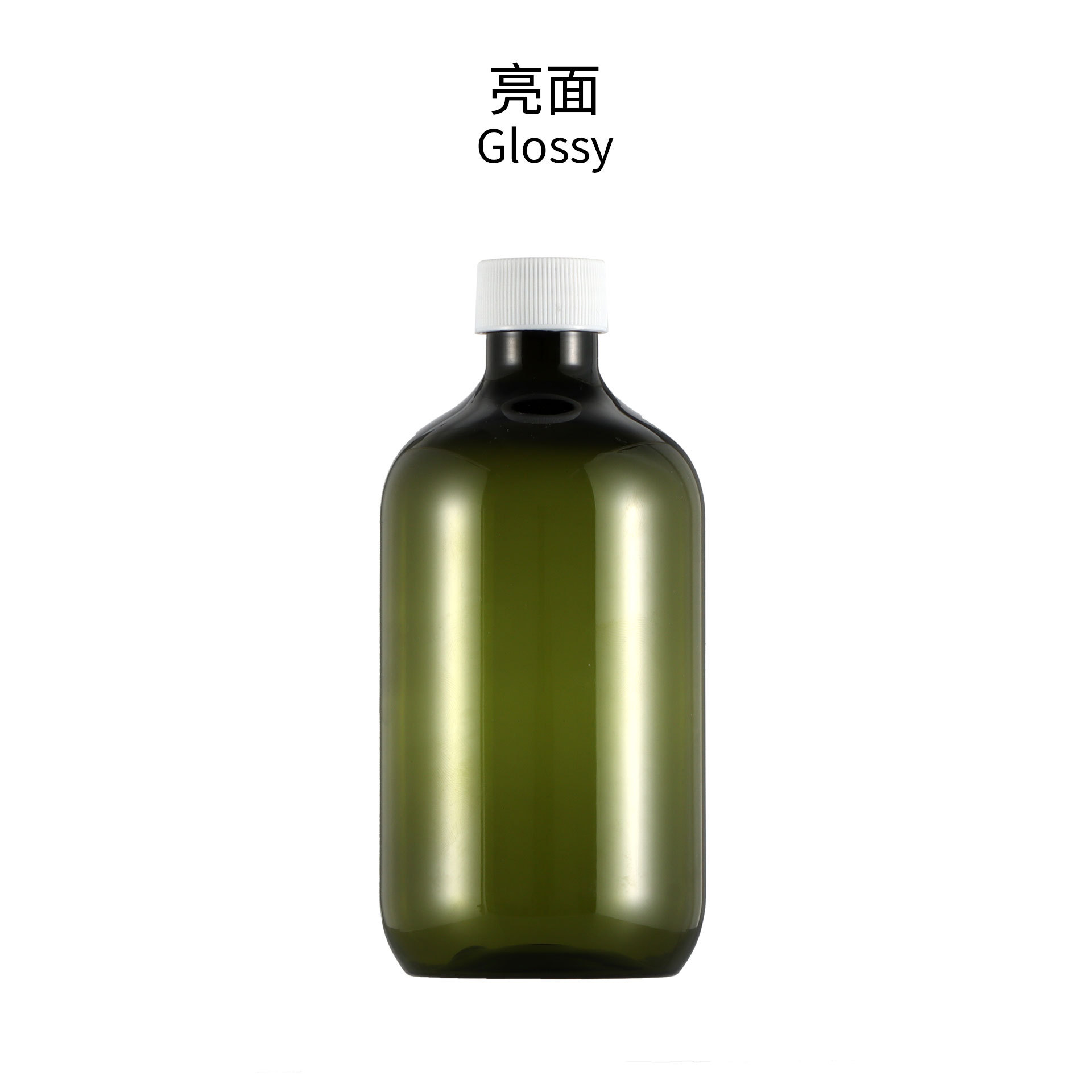 ขวดสีเขียวสดใสพร้อมฝาเกลียวสีขาว