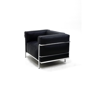 Poltrona di Lusso Singola <span class=keywords><strong>in</strong></span> <span class=keywords><strong>Pelle</strong></span> <span class=keywords><strong>Nera</strong></span> con Struttura <span class=keywords><strong>in</strong></span> Acciaio Cromato, Design Minimalista, Sedia d'Accento per Arredamento Casa - Product Image 5