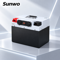 Batterie LiFePO4 Sunwo 12,8 V 100 Ah 200 Ah, 6000 cycles, à décharge profonde, pour stockage d'énergie solaire pour camping-car et bateau