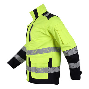 Chaqueta de Trabajo de Protección Contra Arco Eléctrico Amarillo Fluorescente, Retardante de Llama, Costuras Soldadas, Corte Regular, Ropa de Seguridad Nivel B, Protección Contra Salpicaduras - Product Image 1