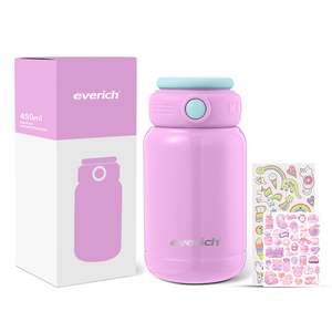 Cấp thực phẩm trẻ em thép không gỉ cách điện chai nước rơm khóa nắp với Splash-proof EVA chai nước Bìa - Product Image 1