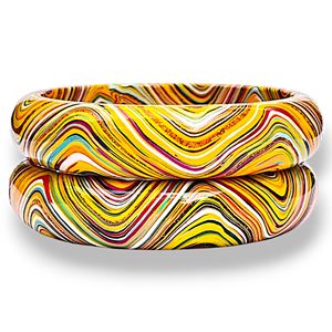 Handcrafted Black Lac Bangles with Golden and White Leheriya Wave Design Ponytail Style Traditional Ethnic Fashion Jewelry Set - Product Image 2