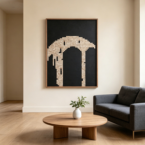 Wood <b>Mosaic</b> <b>Wall</b> <b>Art</b> Wabi Sabi Handmade Painting Canvas Textured Abstract Still Life Home Hotel House Decoration Interior - Product Image 1