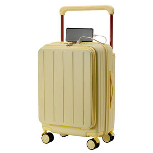 2025 Fashionable Multi-Function Wide Handle <strong>Luggage</strong> Front Open Pocket Suitcase Cup Holder USB Charger Carry on <strong>Luggage</strong> - Product Image 6