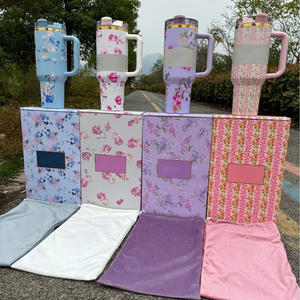 Grand gobelet floral à double paroi isolé pour le voyage en voiture à usage de café 40oz en acier inoxydable tasse chaude et froide avec boîte-cadeau en paille - Product Image 2