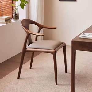 Silla minimalista de madera maciza, diseño de pico de pato de nogal negro norteamericano, silla para sala de estar, estilo chino moderno - Product Image 2