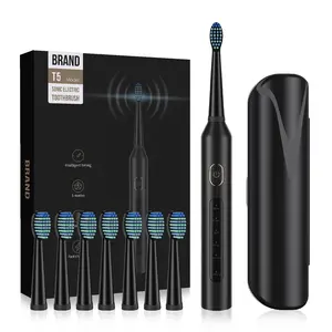 2024 Newly released travel ultrasonic electric toothbrush USB rechargeable with 8 medium bristle heads & travel case