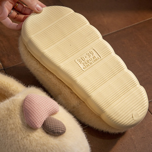 Chaussons d'hiver 2025 doublés en peluche, décorés de champignons, semelle extérieure en PVC, antidérapants, en fourrure, motif dessin animé, pour couple, pour la maison et l'extérieur, pour hommes - Product Image 4