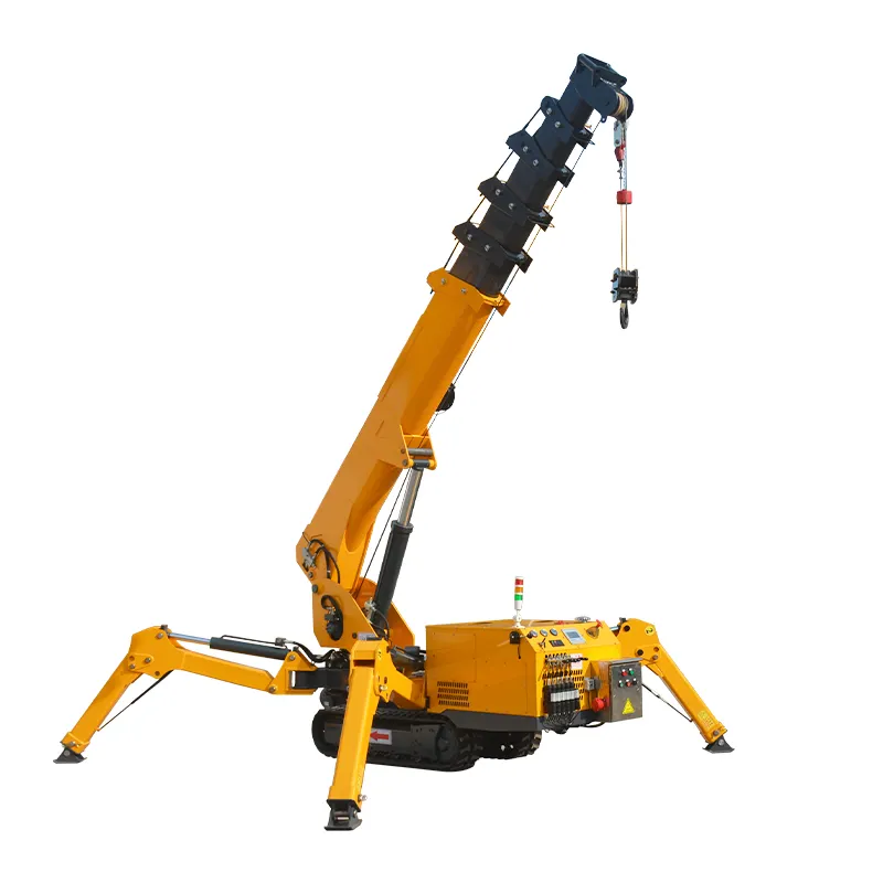 Membangun Spider Crane perakitan Wireless Lift Hoist tirai kaca dinding angkat teleskopik Spider Crawler Crane