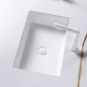 Square Undermount Ceramic <b>Basin</b> 35cm Single Sink Easy Clean For Dressing Room Balcony - Product Image 1