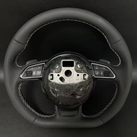 Audi A3 için özelleştirilmiş 8V A4 B8 A5 A6 A7 Q3 Q5 Q7 S8 R8 S3 S5 kırmızı dikiş süet deri düz dipli direksiyon