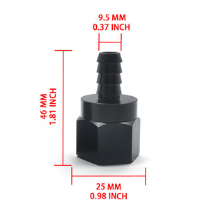Connecteur droit à raccord cannelé pagode An10 vers 3/8, adaptateur de ligne de carburant, pièces de modification automobile, en alliage d'aluminium noir, 9,5 mm, 25 mm, 46 mm - Product Image 1