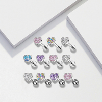 Implant Grade ASTM F136 Titane Coeur Labret Piercing Filetage Interne Dos Plat Boucle D'oreille De Mode Corps Bijoux pour Femmes Hommes