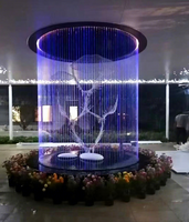 Cortina de Agua Digital Personalizada para Interiores, Cascada Circular Decorativa, Pantalla Multimedia con Espectáculo de Luces LED de Colores