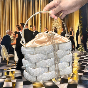 Pochette de soirée en cristal de strass faite à la main avec doublure en polyester, sac à bandoulière de luxe de créateur - Product Image 2