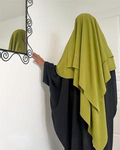 Vente de gros Nouvel arrivage de couleur musulmane avec bouton d'attache pour femme musulmane, couleur unie, ensemble d'abaya khimar à double boucle - Product Image 6