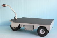 Chariot à plateforme motorisé robuste 1000 kg, moteur électrique 1200 W, chariot de transport industriel à plateau plat, chariot logistique