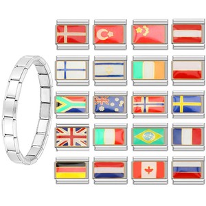 Unisex Modular Charm Bracelet Zinc Alloy Flag Charms DIY Jewelry Gift Set - Product Image 1