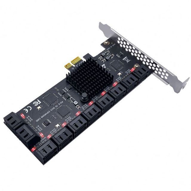 20 Ports SATA 6Gb to PCI Express Controller Expansion Card PCIe to SATA III Converter PCIE Riser Adapter for PC