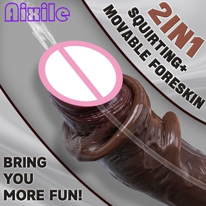 Squirting Realistic Movable Foreskin Dildos Foreskin Ejaculating Toy with Strong Suction Cup Anal Dildo Sex Toys for <strong>Women</strong> Men - Product Image 4