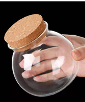 Bocaux en verre soufflé à la main en borosilicate pour cuisine, aliments, plantes, terrarium, bocal sphérique en verre avec couvercle en liège