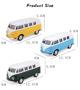 โมเดลรถโบราณ1:32โลโก้ได้ตามต้องการโมเดลรถบัสของเล่นแบบเปิดประตูรถบัสโมเดลรถหล่อจาก T1ขึ้นรถบัสแบบ Diecast ย้อนกลับได้ - Product Image 5