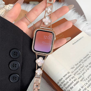 สายนาฬิกา Apple Watch แบบโลหะ ประดับคริสตัลรูปใบโคลเวอร์สี่แฉก ขนาด 22 มม. สำหรับ Apple Smart Watch - Product Image 1