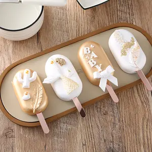 Akrilik Cakesicle dondurma çubuğu yeniden kullanılabilir ayna dondurma zanaat kek Pop Sticks için DIY buz Creamsicle şeker elma için parti/