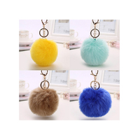 Porte-clés en fourrure synthétique de lapin, pompon moelleux, écologique, personnalisable, vente en gros, pour filles
