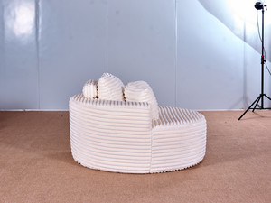 <span class=keywords><strong>Canapé</strong></span> modulaire rond, <span class=keywords><strong>canapé</strong></span> circulaire surdimensionné de 55 pouces, rembourré en velours côtelé, avec 3 coussins - Product Image 3