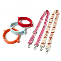 Ensemble de manchons de porte-gobelets en silicone de qualité supérieure et de sangles imprimées, antidérapant, écologique, logo personnalisé pour les gobelets à café de voyage ou de campus